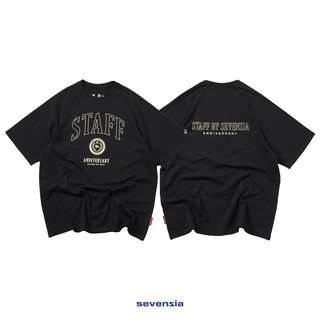 Áo thun raglan "STAFF" - Trắng/Đen