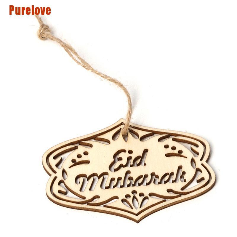 Set 10 Mặt Gỗ Khắc Chữ Eid Mubarak Dùng Trang Trí Diy