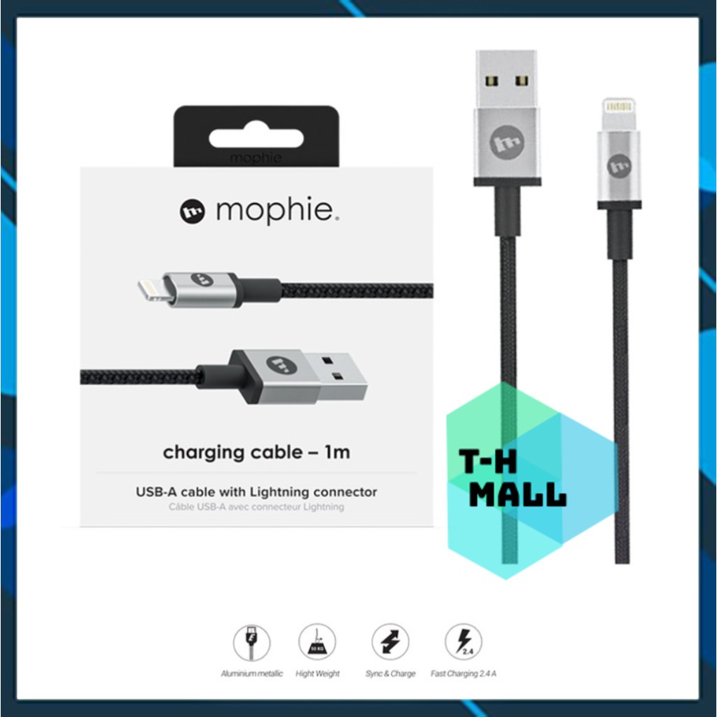 [CHÍNH HÃNG BH 2 NĂM]Dây Cáp Sạc Mophie Lightning 1M chuẩn MFI Cho iPhone, USB-A to Lightning