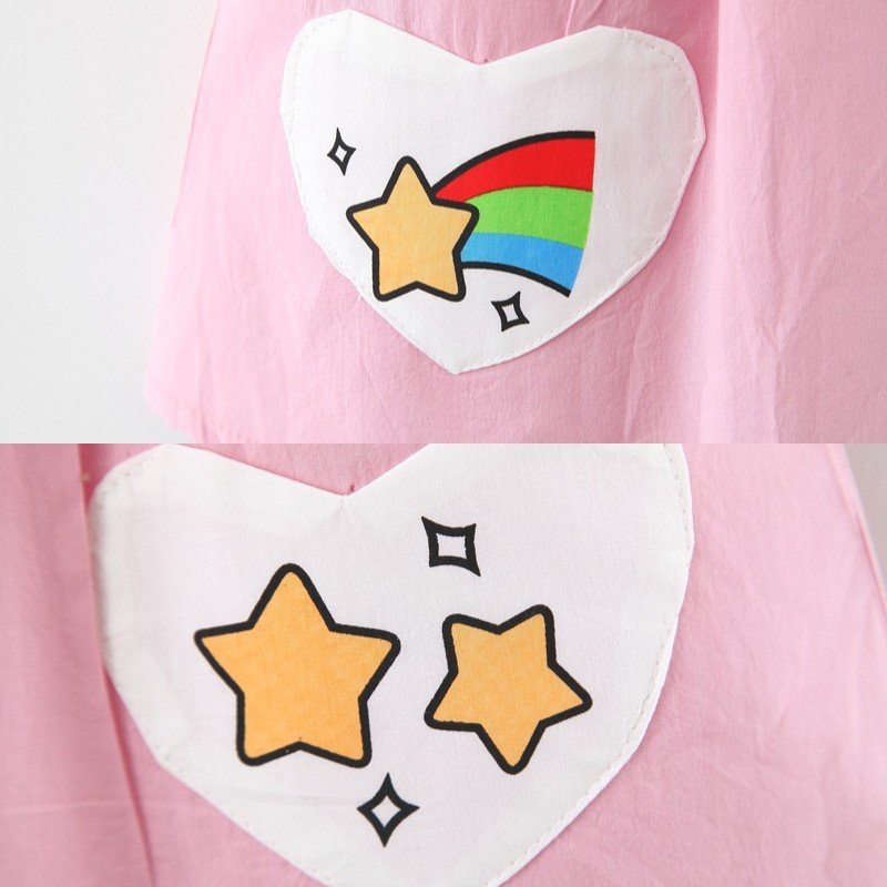 Đầm sát nách  cổ búp bê in họa tiết cầu vồng/ngôi sao dễ thương cho bé gái 1-5 tuổi