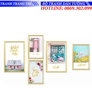 Bộ Tranh Decal Trang Trí Dán Tường 5 Khung ảnh T08
