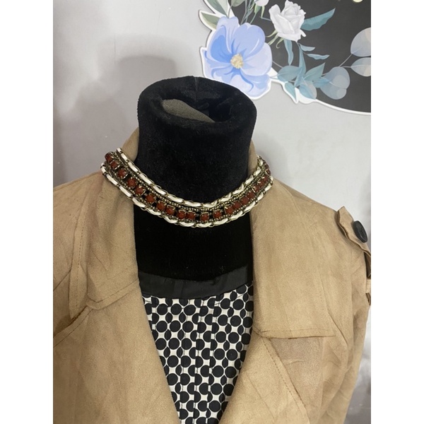 vòng cổ bảng to boho màu nâu