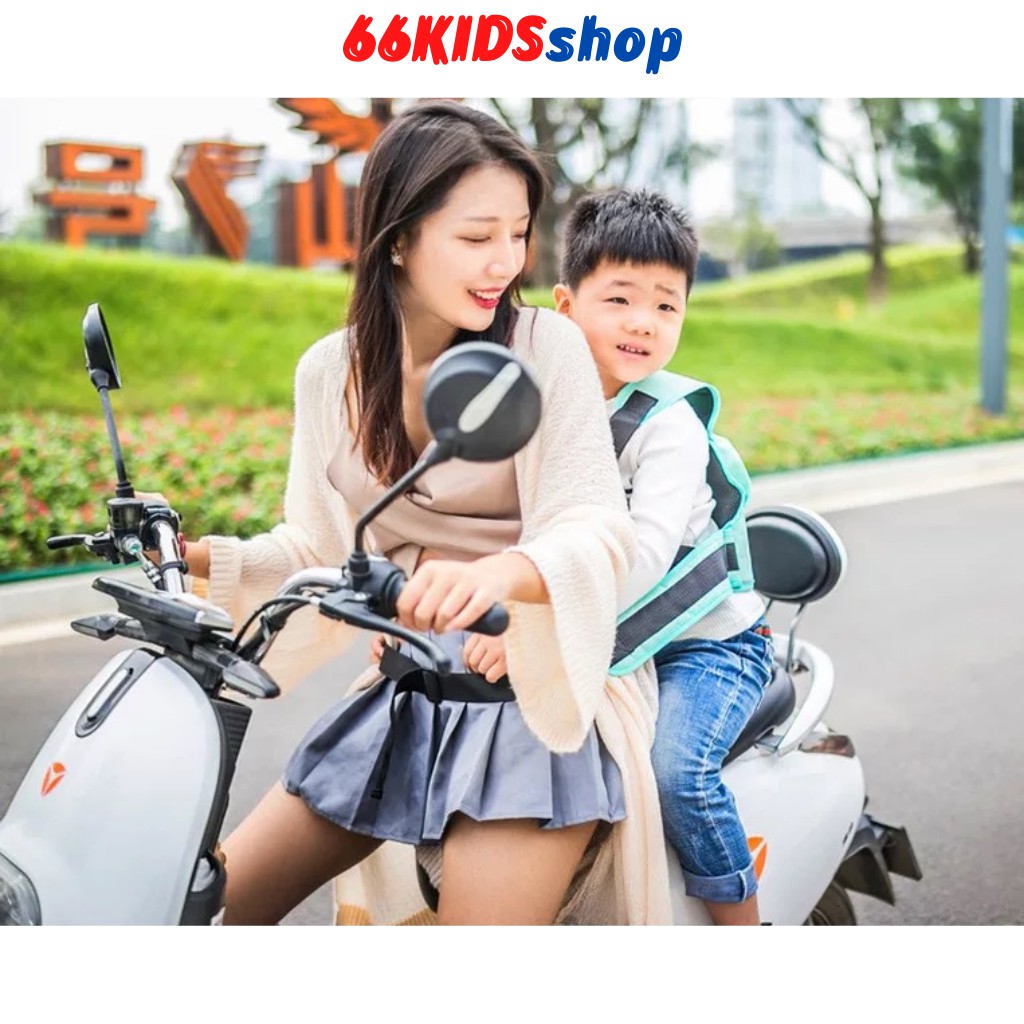 Đai đi xe máy cho bé 1-10 tuổi chính hãng DODOTO đai chống ngã cho bé kết hợp balo tiện dụng 66KIDS SHOP