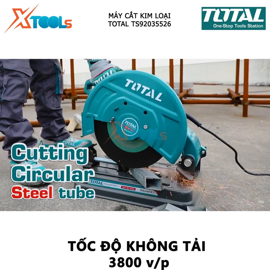 Máy cắt sắt TOTAL TS92035526 máy cắt kim loại 220-240V~50-60Hz, Công suất 2350 W, 3800 v/p, 355x25.4x3mm dụng cụ cầm tay
