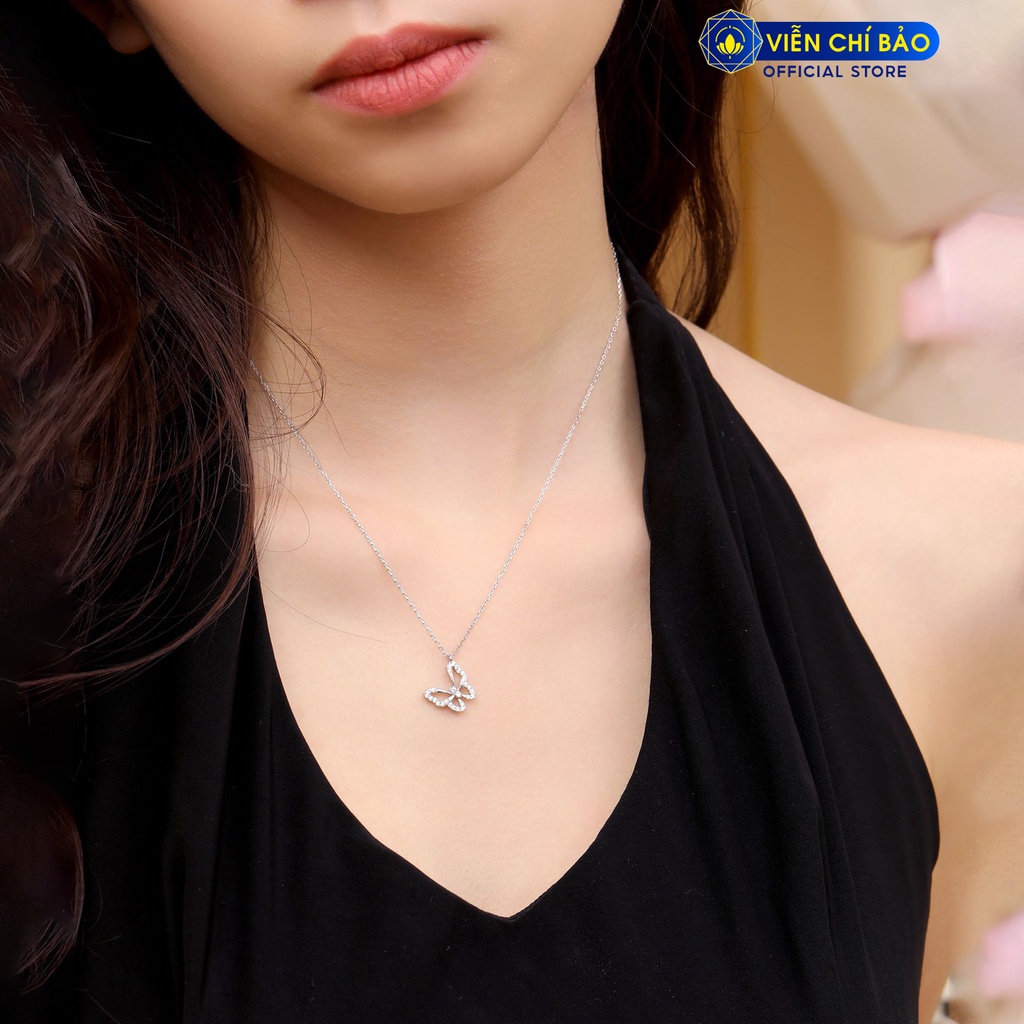 Dây chuyền bạc nữ Cánh bướm đính đá chất liệu bạc 925 thời trang phụ kiện trang sức Viễn Chí Bảo D400370