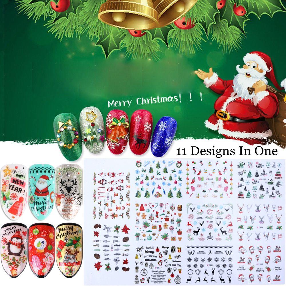 WATTLE 1 Bộ Sticker Dán Móng 3D Chủ Đề Giáng Sinh