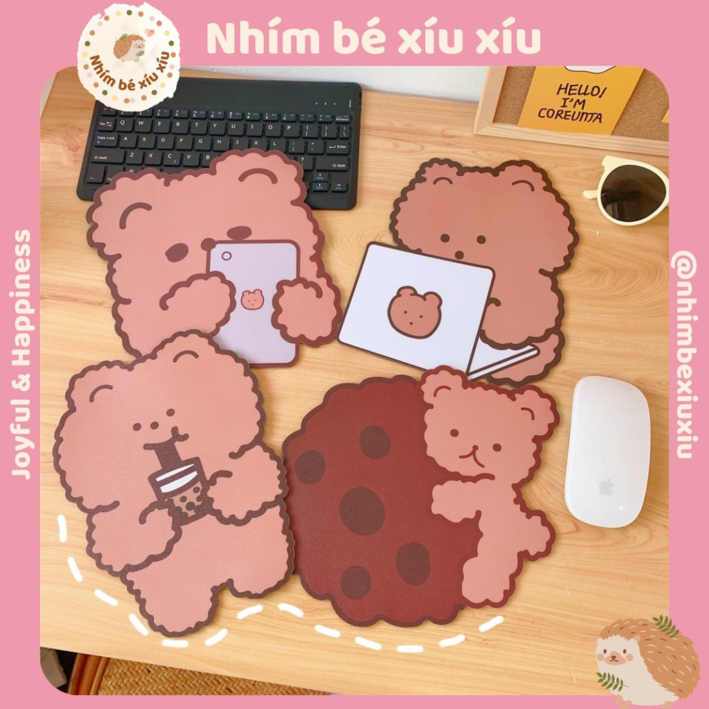 Miếng lót chuột gấu nâu mouse pad cute tấm di chuột chống thấm nước VT239