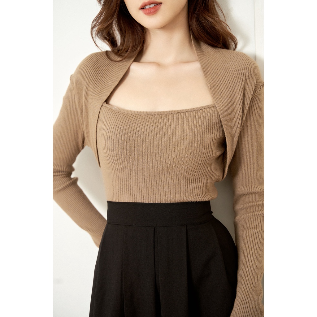 Len tăm gân cổ vuông vạt ngoài TIIN STORE G21092 | BigBuy360 - bigbuy360.vn