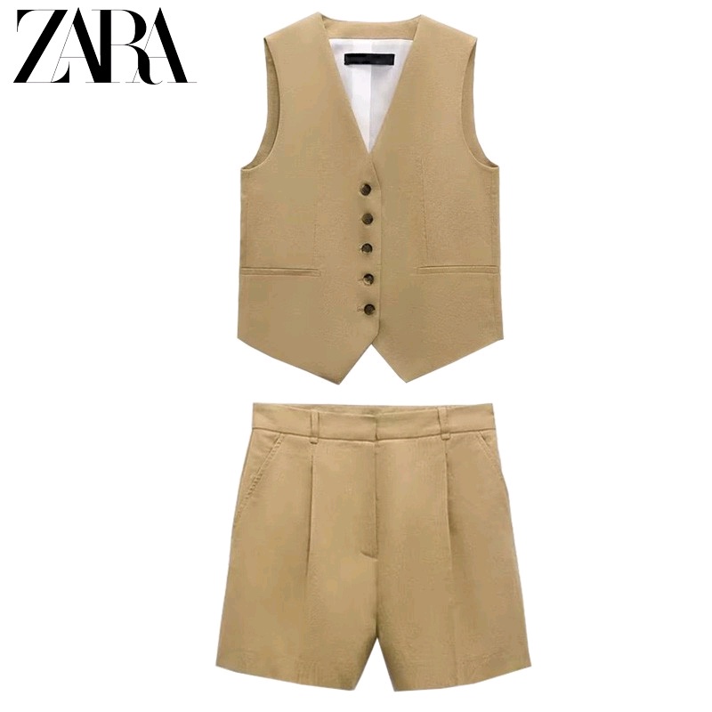Áo Zara Sát Nách Dáng Ôm + Quần short Thời Trang Mùa Hè Năng Động BT6GSG3845N8