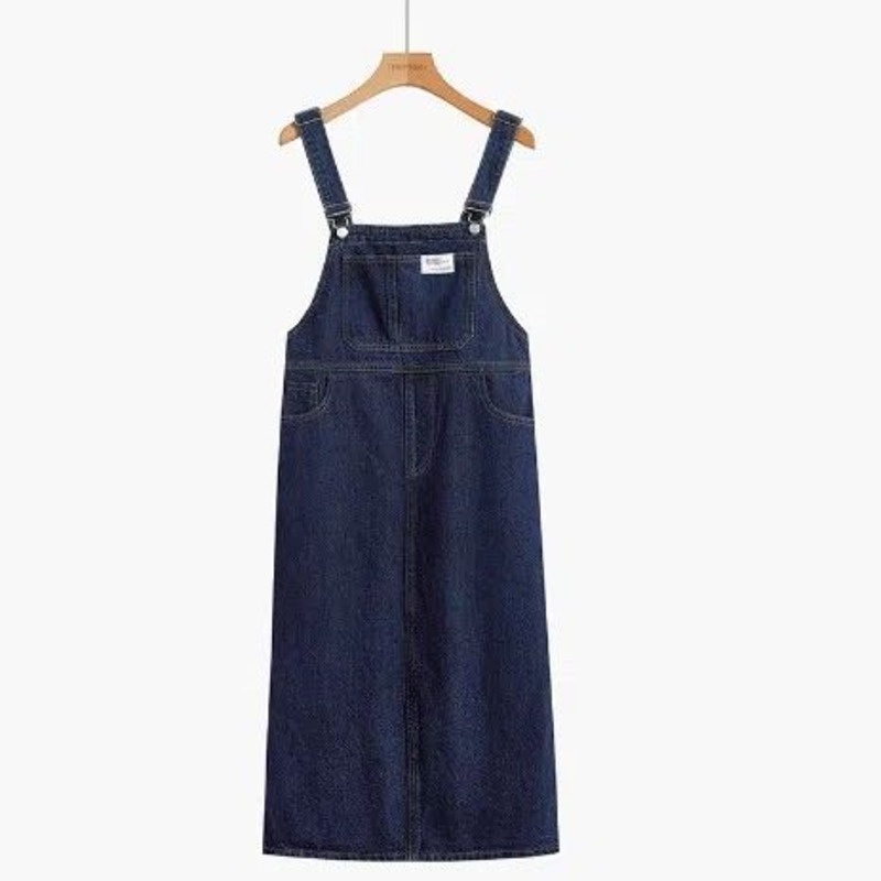 Đầm Yếm Denim Không Tay Lưng Cao Dáng Rộng Thời Trang Hàn Quốc