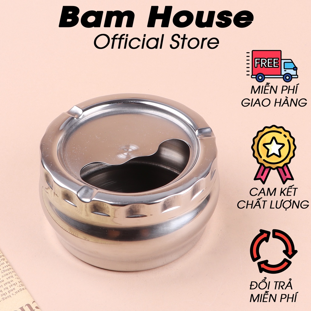 Gạt tàn thuốc inox Bam House xoay tròn loại lớn cao cấp GT01 - Fuki24