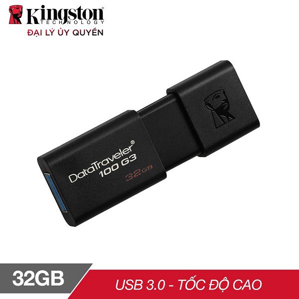 [Tốc Độ 3.0] USB Kingston 128GB 64GB 32GB Vỏ Tĩnh Điện - Siêu Bền - Màu Đen Lịch Lãm