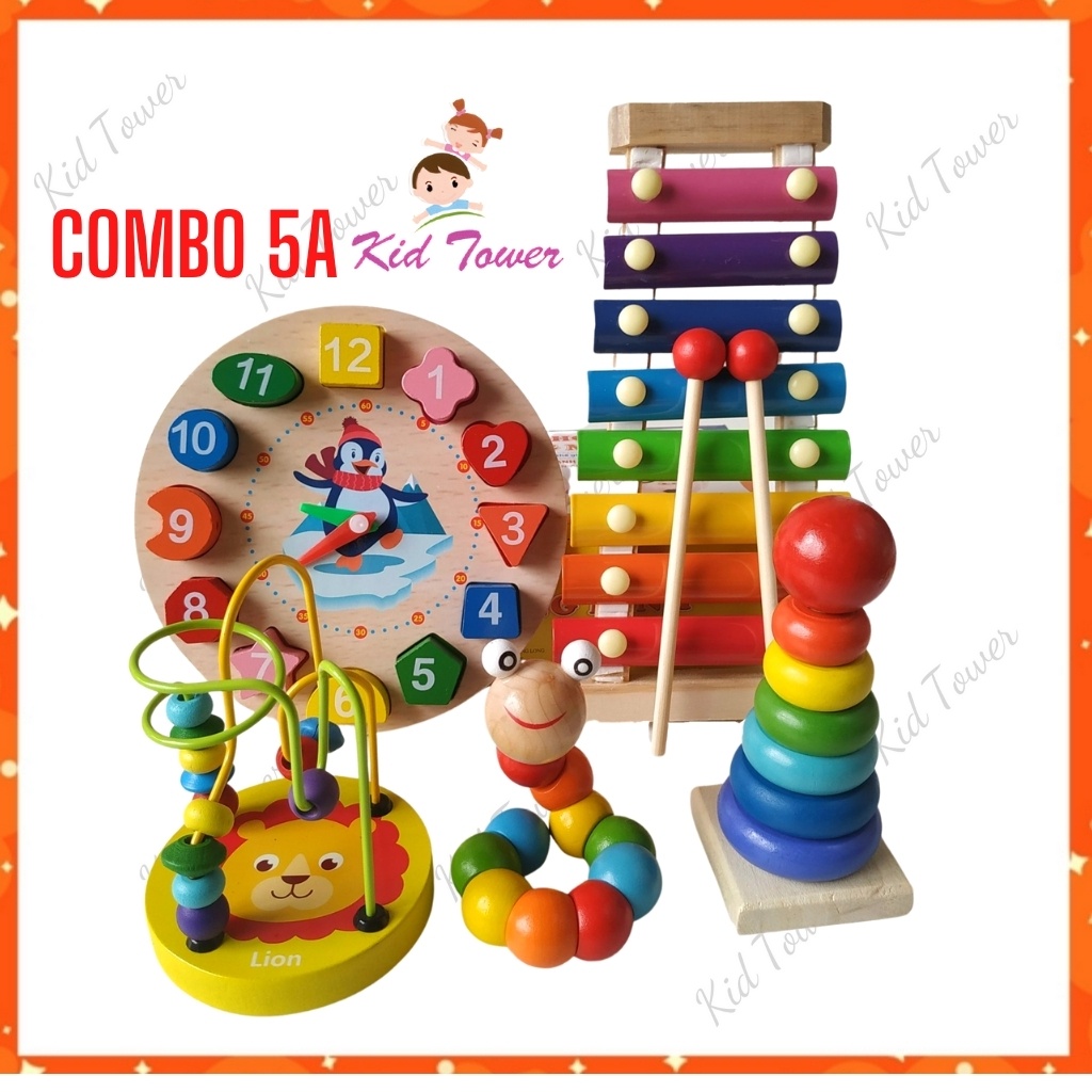 Đồ chơi gỗ thông minh cho bé combo 6 món phát triển trí tuệ