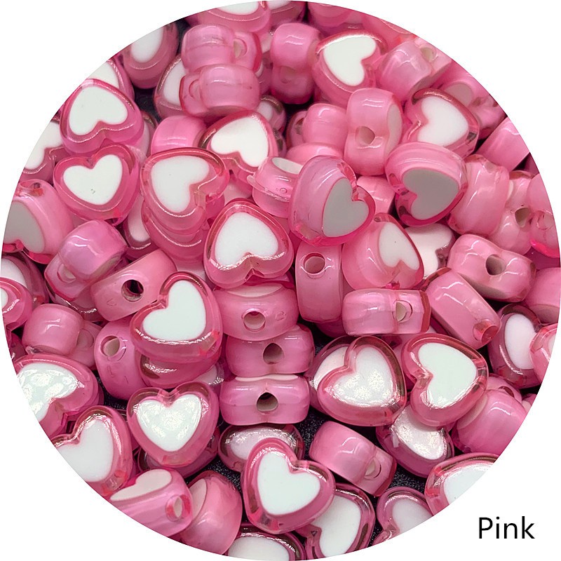 Bộ 50 Hạt Xỏ Hình Trái Tim 8mm Làm Trang Sức Thủ Công