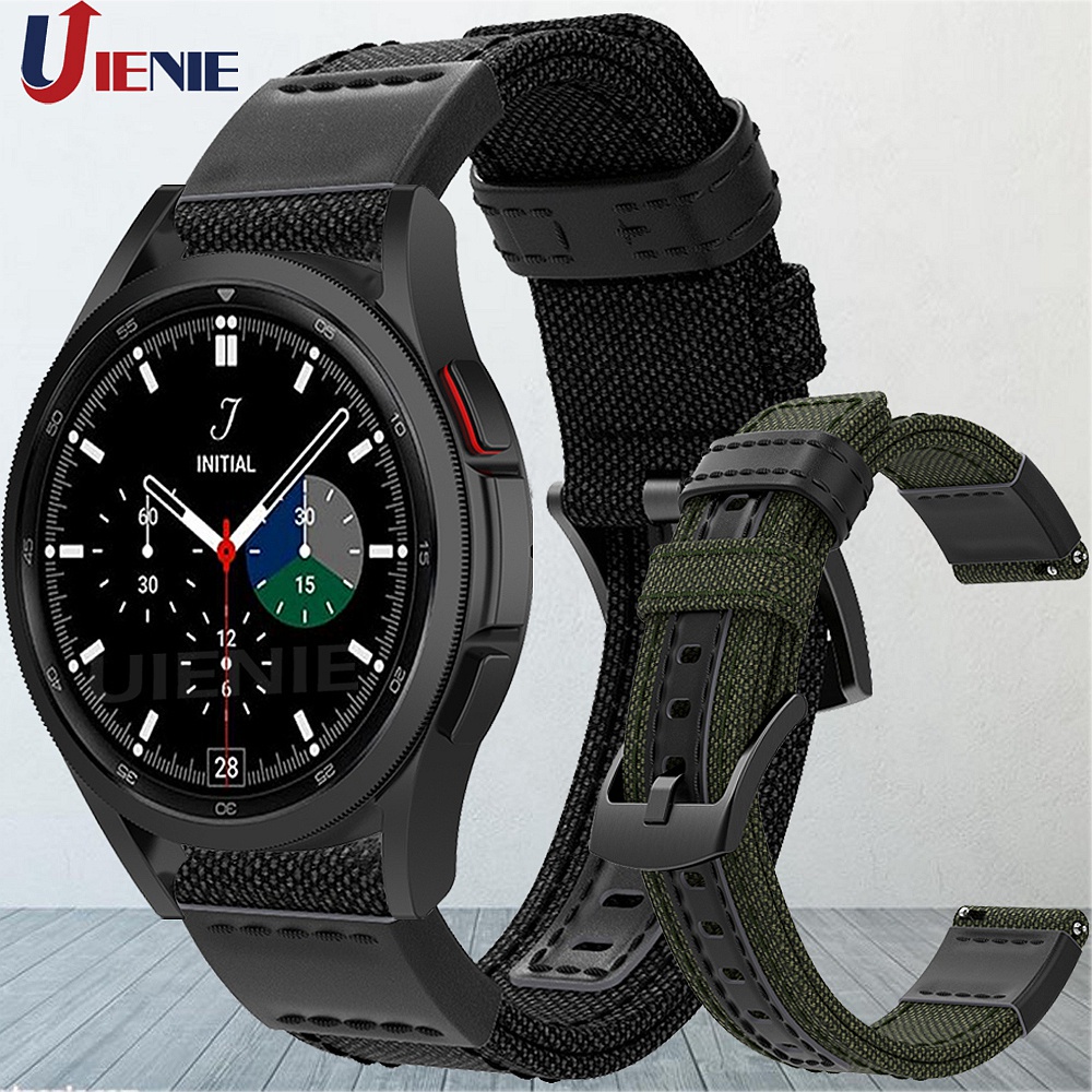 Dây đeo sợi nylon da 20mm cho đồng hồ thông minh samsung galaxy watch 4 44mm 40mm classic 46mm 42mm