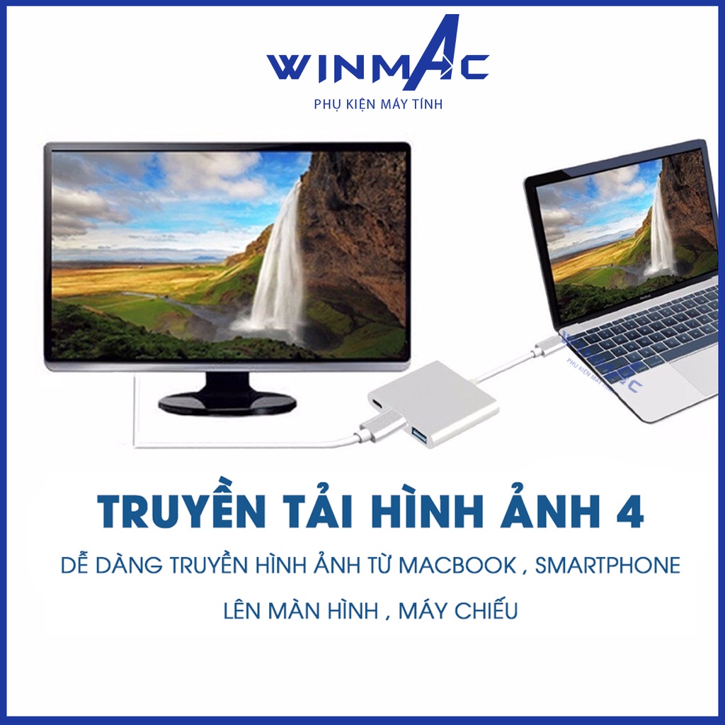 Type C To Hdmi - Bộ Chuyển Đổi Type C sang HDMI / USB / Type C cho máy tính, điện thoại - Winmac | BigBuy360 - bigbuy360.vn