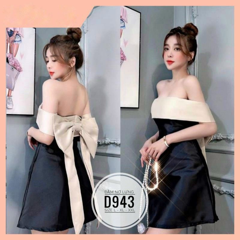 ĐẦM BIGSIZE TRỄ VAI THẮT NƠ SAU LƯNG