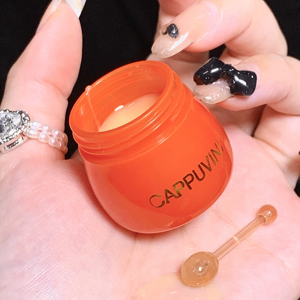 Mặt nạ môi CAPPUVINI ANNIES dưỡng ẩm làm mờ nếp nhăn chăm sóc đôi môi khi ngủ kiểu dáng lọ mật ong