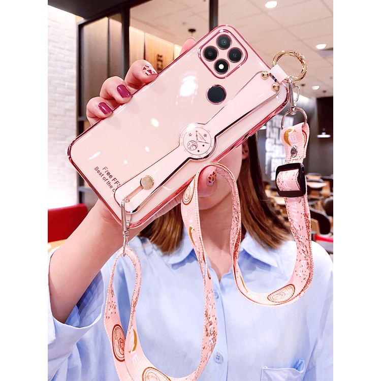 Ốp Điện Thoại Mềm Họa Tiết Kim Cương Kèm Dây Đeo Cổ Cho Oppo A15 A15S