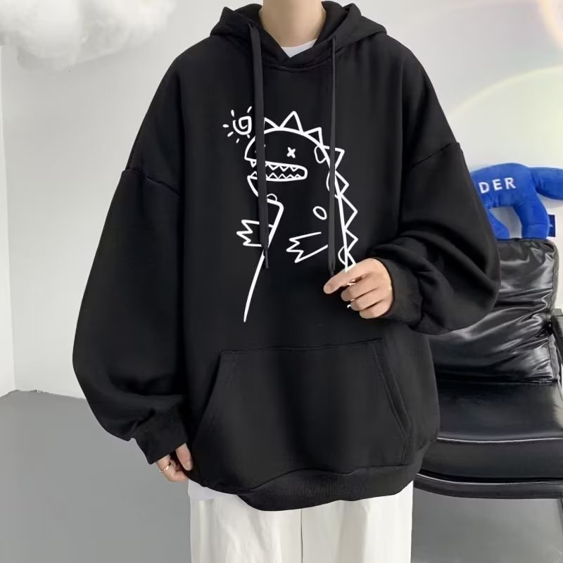 Áo hoodie Dáng Rộng Cỡ Lớn In Họa Tiết Hoạt Hình Phong Cách Hip Hop Đường Phố Hàn Quốc Thời Trang Cho Nam M-5XL