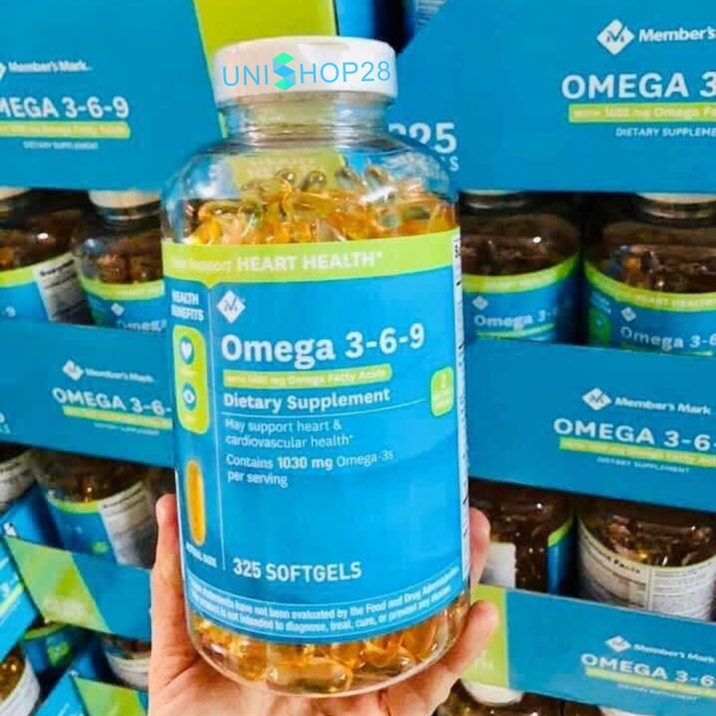 Viên Uống Dầu Cá Member’s Mark Omega 369 Supports Heart Health 1600mg bổ sung các vitamin, TPCN Mỹ