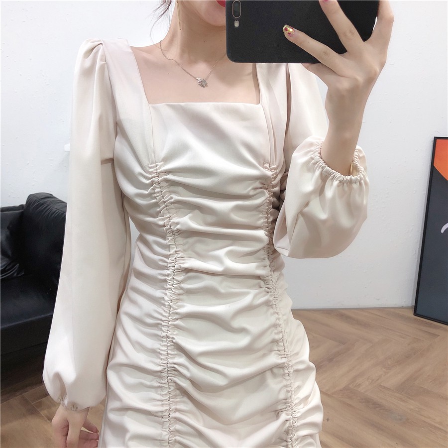 /Sẵn đen M/ Váy đầm đi chơi, dạ hội size M->4XL kiểu rút dây dài tay màu đen, trắng - ảnh thật ở cuối - psyche