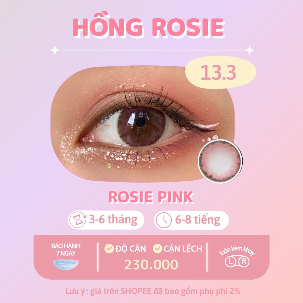 &lt;MẪU CLEAR&gt; Kính áp tròng hồng ROSIE PINK - Made in Korea | Hạn sử dụng 3-6 tháng