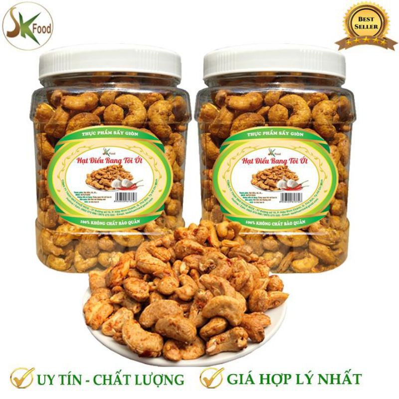 COMBO 1KG 2 HŨ HẠT ĐIỀU NGUYÊN RANG TỎI ỚT GIÒN NGON