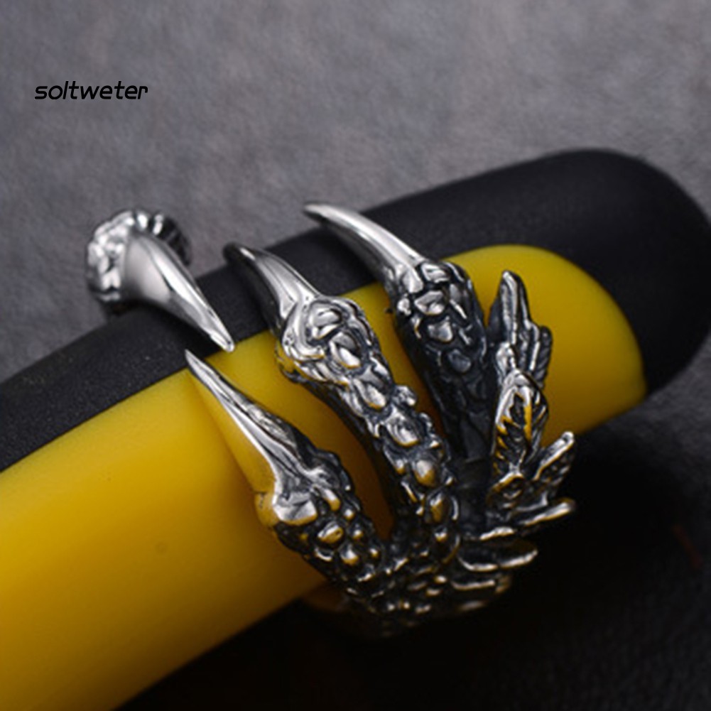Nhẫn thép titan hình móng vuốt rồng thời trang cá tính cho nam và nữ