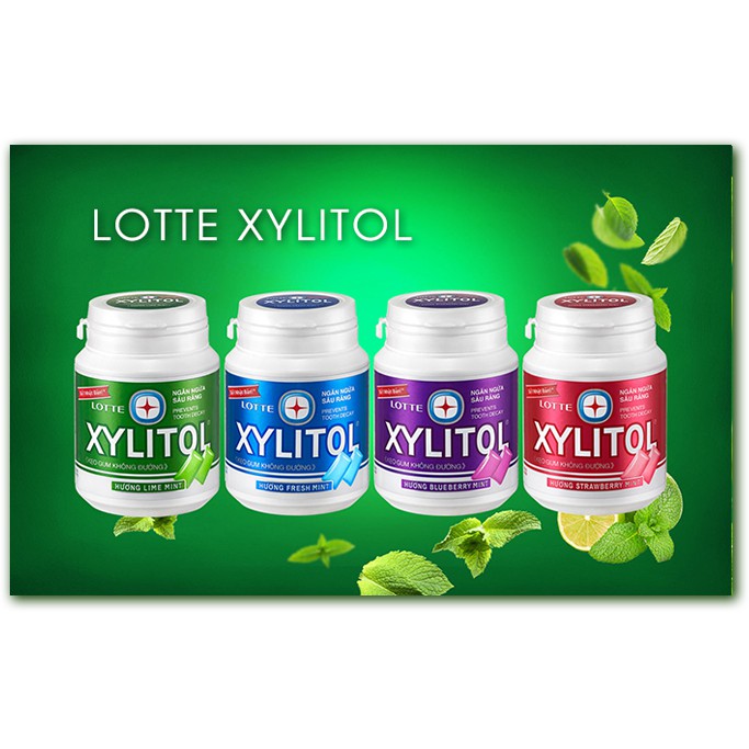 Kẹo Gum Không Đường Lotte Xylitol Hũ 58G ( 4 mùi)