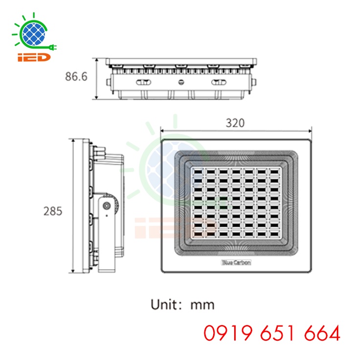 Đèn pha năng lượng mặt trời 500W BCT-WW5.0 BLUE CARBON