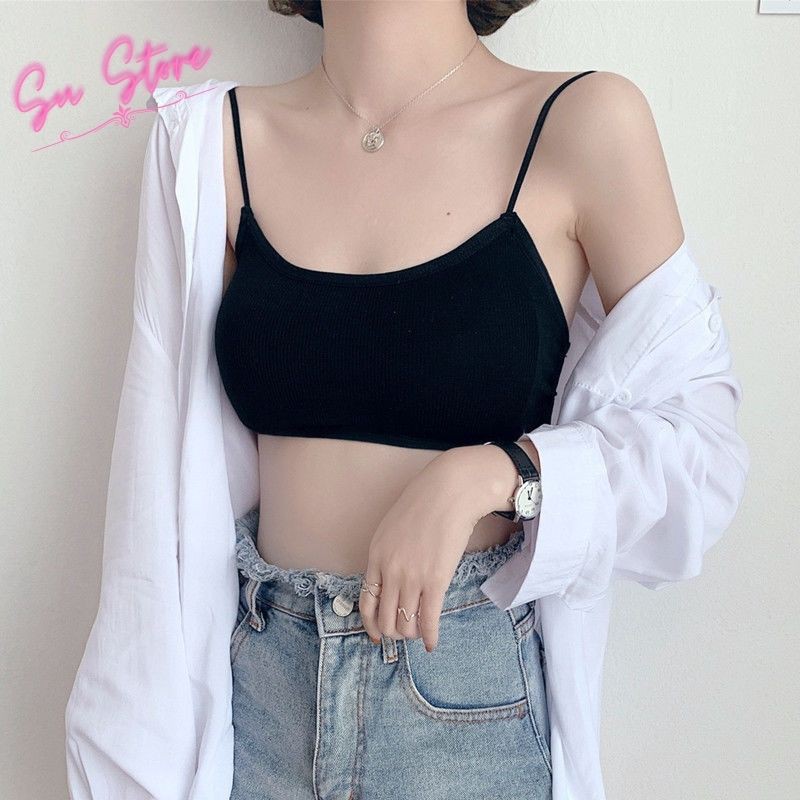Áo Bra Thun 2 Dây Cotton Co Giãn Thoải Mái, Áo Lót Nữ Hở Lưng [Mút Có Thể Thay Thế] - 266