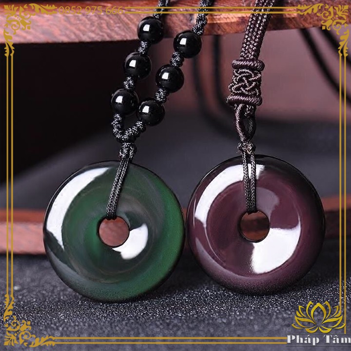 Dây Chuyền Đồng Điếu Mặt Đá Obsidian Cầu Vồng Tự Nhiên Hạng AAAA - Tâm Phong Thủy