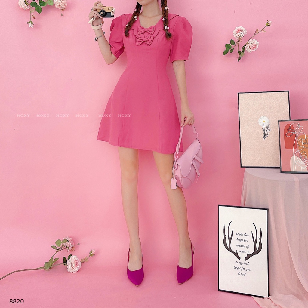 SP008820-Đầm nơ cổ bèo