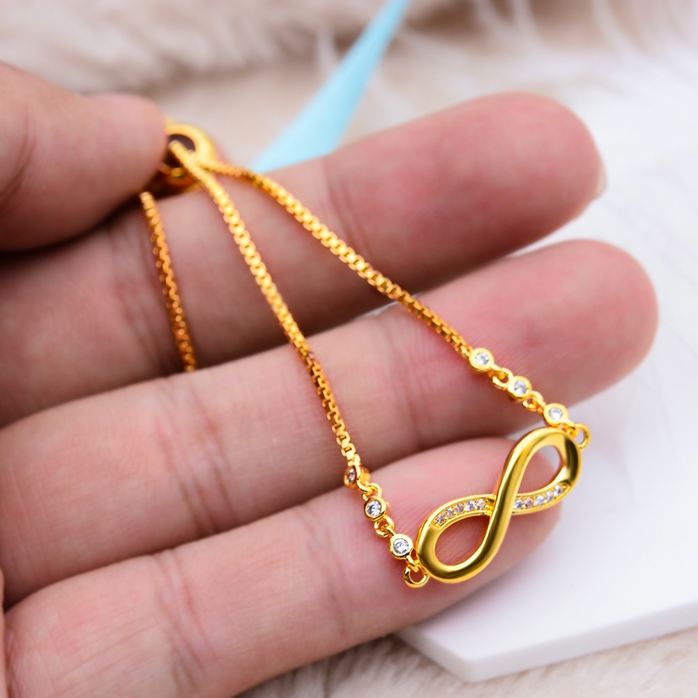 Vòng Tay Pandora Mạ Vàng 18K Đính Đá Zirconia Hình Vô Cực Thời Trang Cho Nữ 925