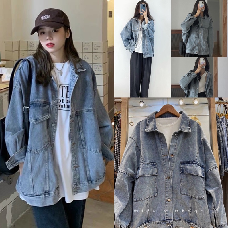 Áo khoác bò oversize phong cách ulzzang chất đẹp AOKHOACBO
