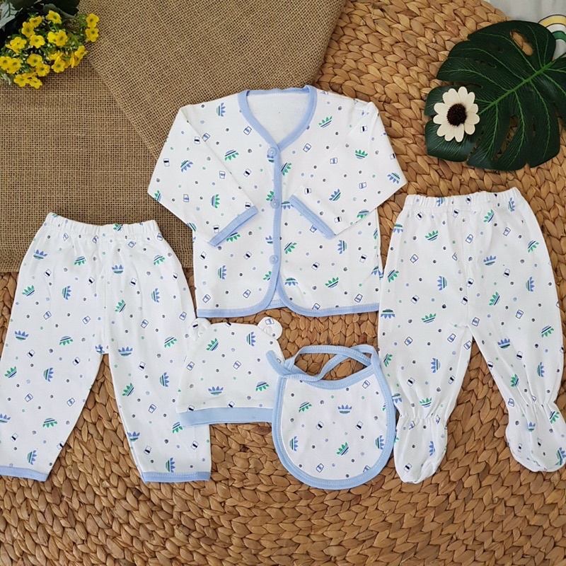 [Chọn Mẫu] Set quần áo sơ sinh 5 món, set quà tặng cho bé sơ sinh với chất liệu cotton mềm mịn