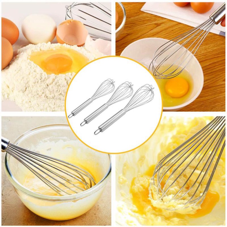 cây đánh trứng hình cầu, dụng cụ đánh trứng inox cầm tay