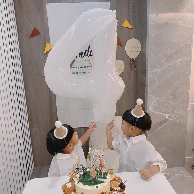 [ SIZE ĐẠI 70cm] Bóng số tuổi trang trí sinh nhật màu trắng phong cách Hàn Quốc