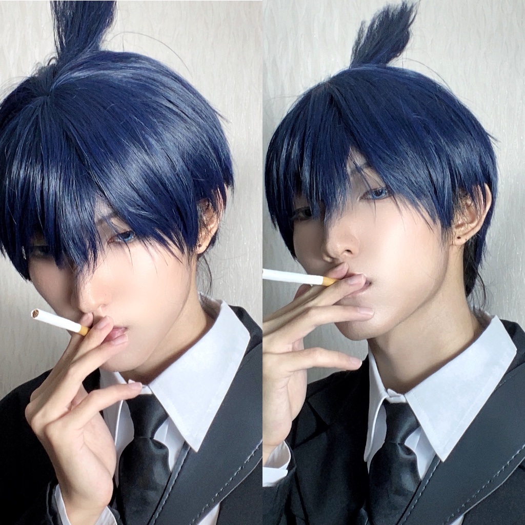 Wig/tóc giả nam ngắn cosplay Aki Hayakawa Chainsaw Man màu xanh dương