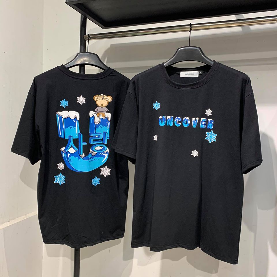 Áo thun oversize tay lỡ form rộng Uncover 3D phong cách unisex cho cả nam nữ, Áo thun oversize nam nữ AL02