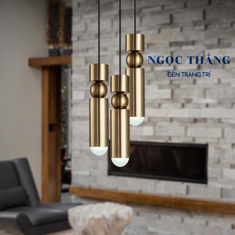 Đèn thả trần hình trụ trang trí phòng khách phòng ngủ bàn ăn quầy bar ánh sáng vàng Led 8W THCN125 Ngọc Thắng