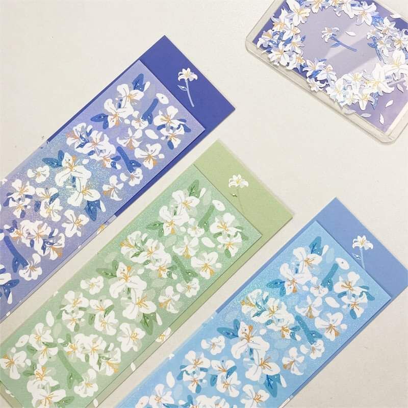 Miếng dán sticker trang trí top loader, sổ, thiệp hoa Ly