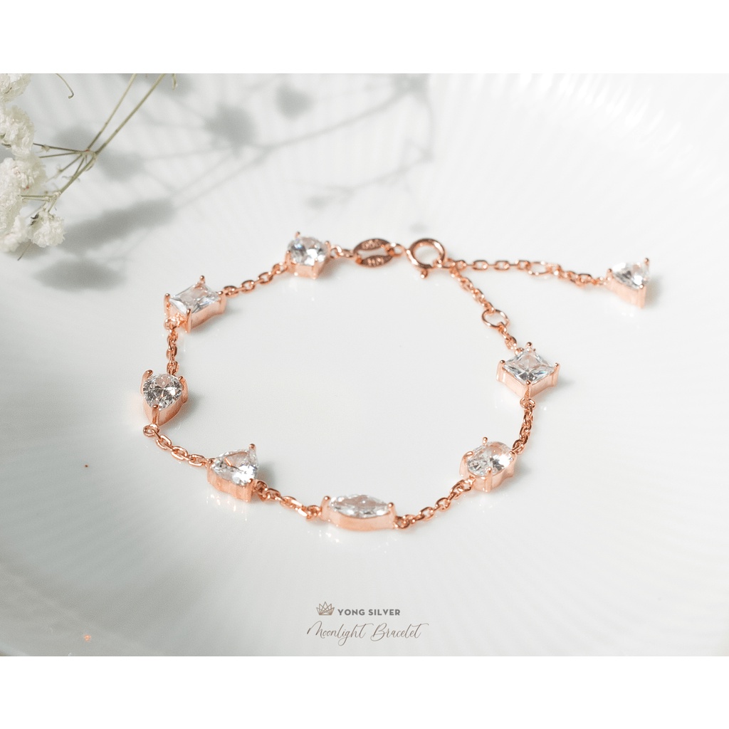 Lắc tay nữ bạc 925 Yong Silver mẫu Moonlight bracelet  nhiều shape đá tinh tế và độc bản