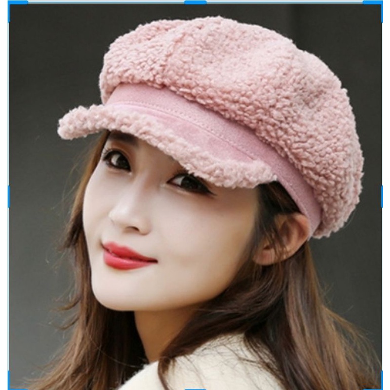 Mũ nồi beret nón len bere lông cừu 2 lớp thời trang Hàn Quốc