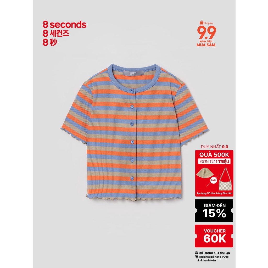 Áo thun cardigan nữ 8seconds kẻ sọc - 322442LYBQ