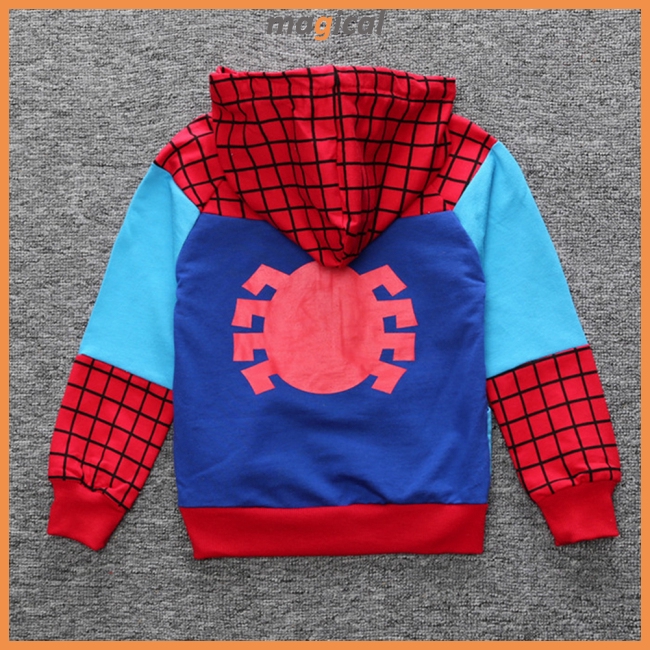 Áo khoác hoodie khóa kéo tay dài in hình siêu anh hùng hoạt hình cho bé trai