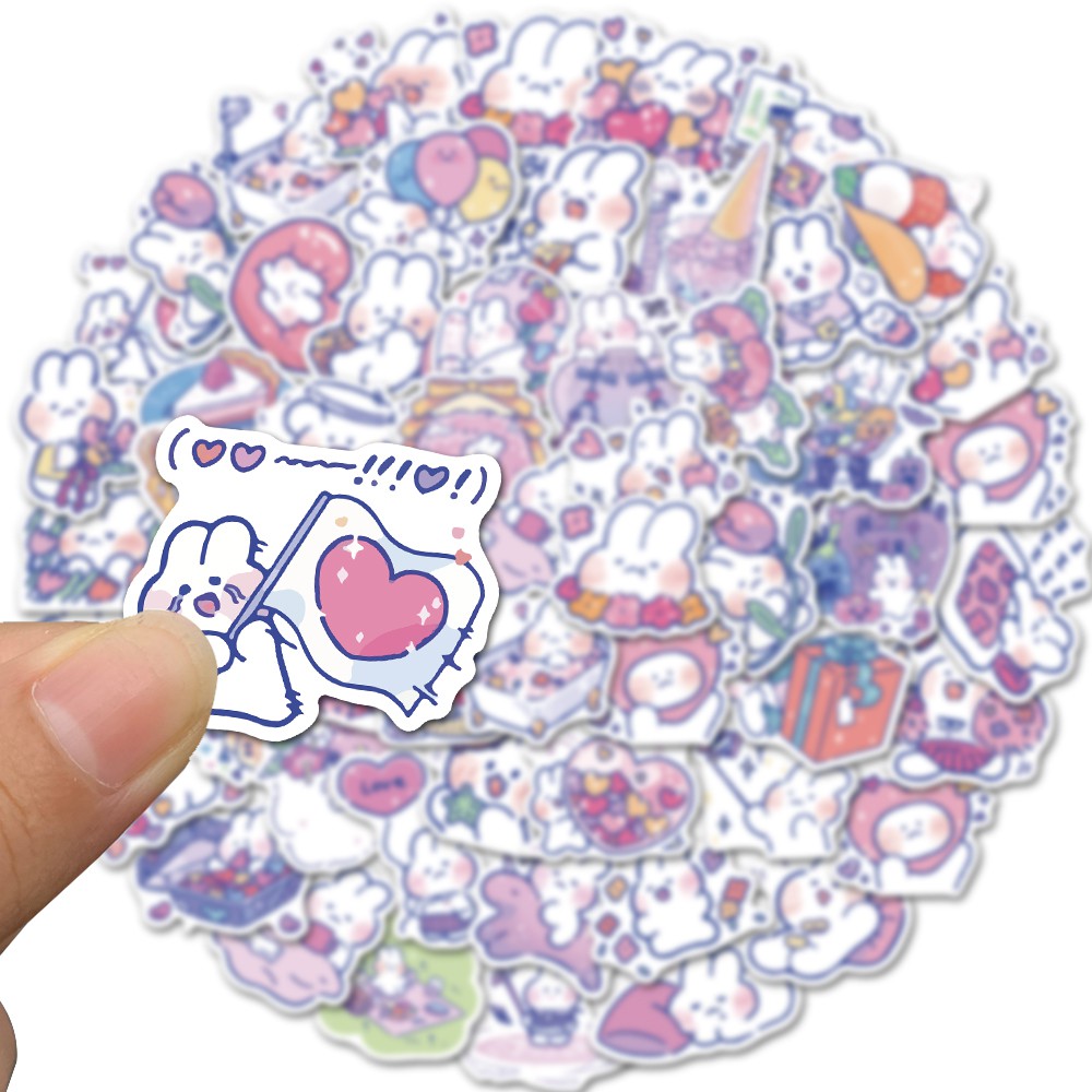 [Mã LIFE0803ALL giảm 10% đơn 0K] Set 50 sticker hình thỏ dễ thương dán trang trí laptop/điện thoại DIY