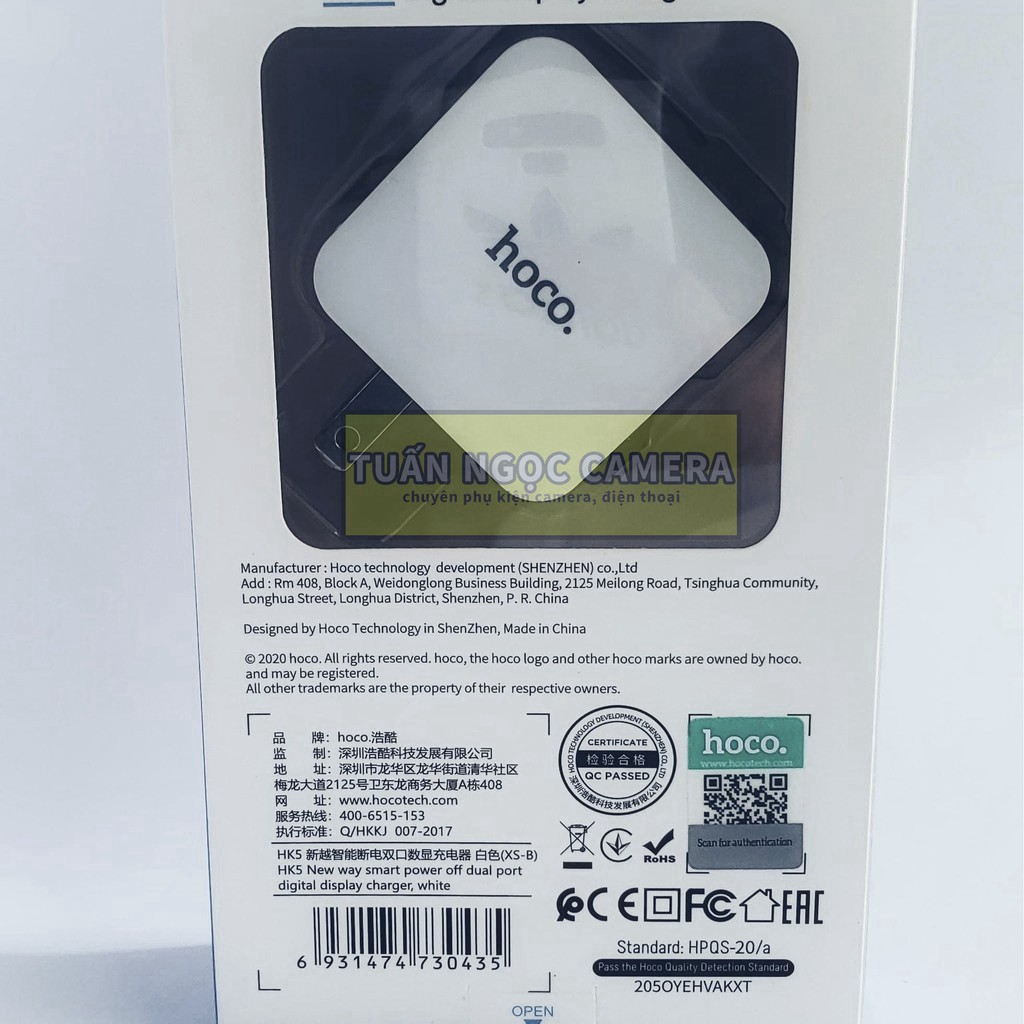 💥Cốc Sạc Nhanh Thông Minh Chính Hãng ✨Hoco HK5 Tự Ngắt Khi Pin Đầy - 2 Cổng Ra USB với dòng sạc 2.4A ⚡ Tuấn Ngọc Camera