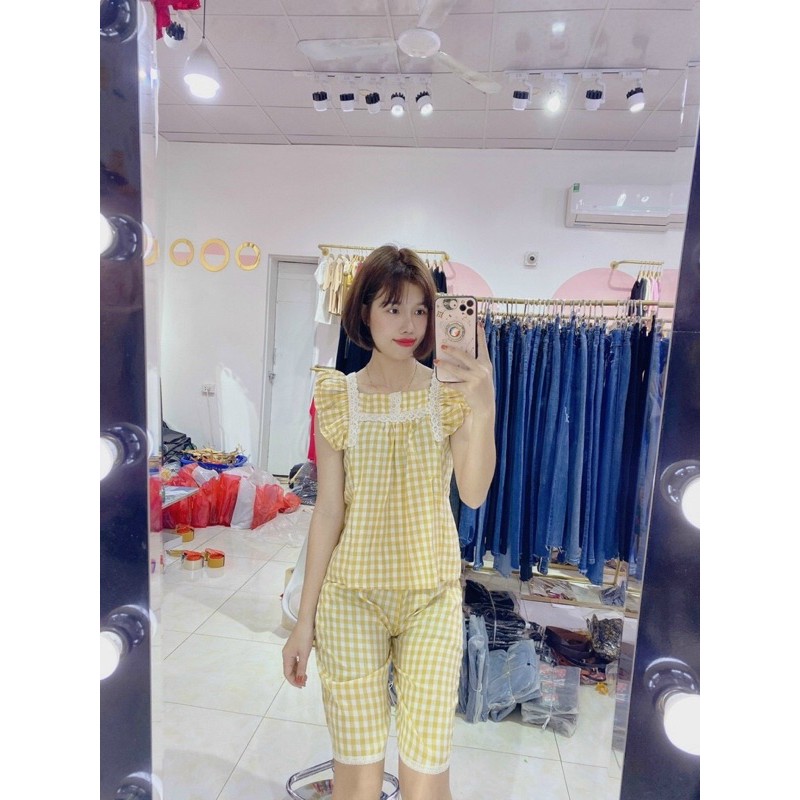 Bộ ngủ đũi cộc tay kẻ caro | BigBuy360 - bigbuy360.vn